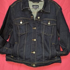 Lands' End Dark Blue Denim Jacket Women's Plus Size 1X
